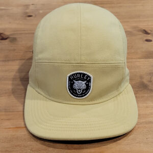 Hurley Coastal Wolf 5 Panel Hat Cap Yellow Adult Adjustable Strap back Surf